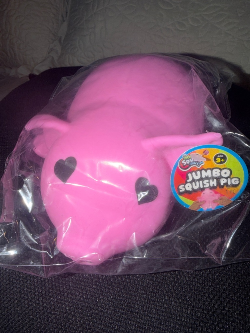Pink Heart-Eye Squish Pig Toy jumbo size